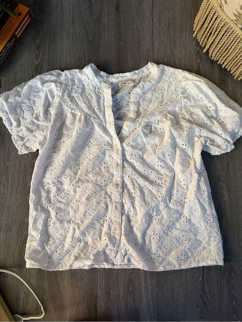 White Eyelet Button-Front Women’s Top